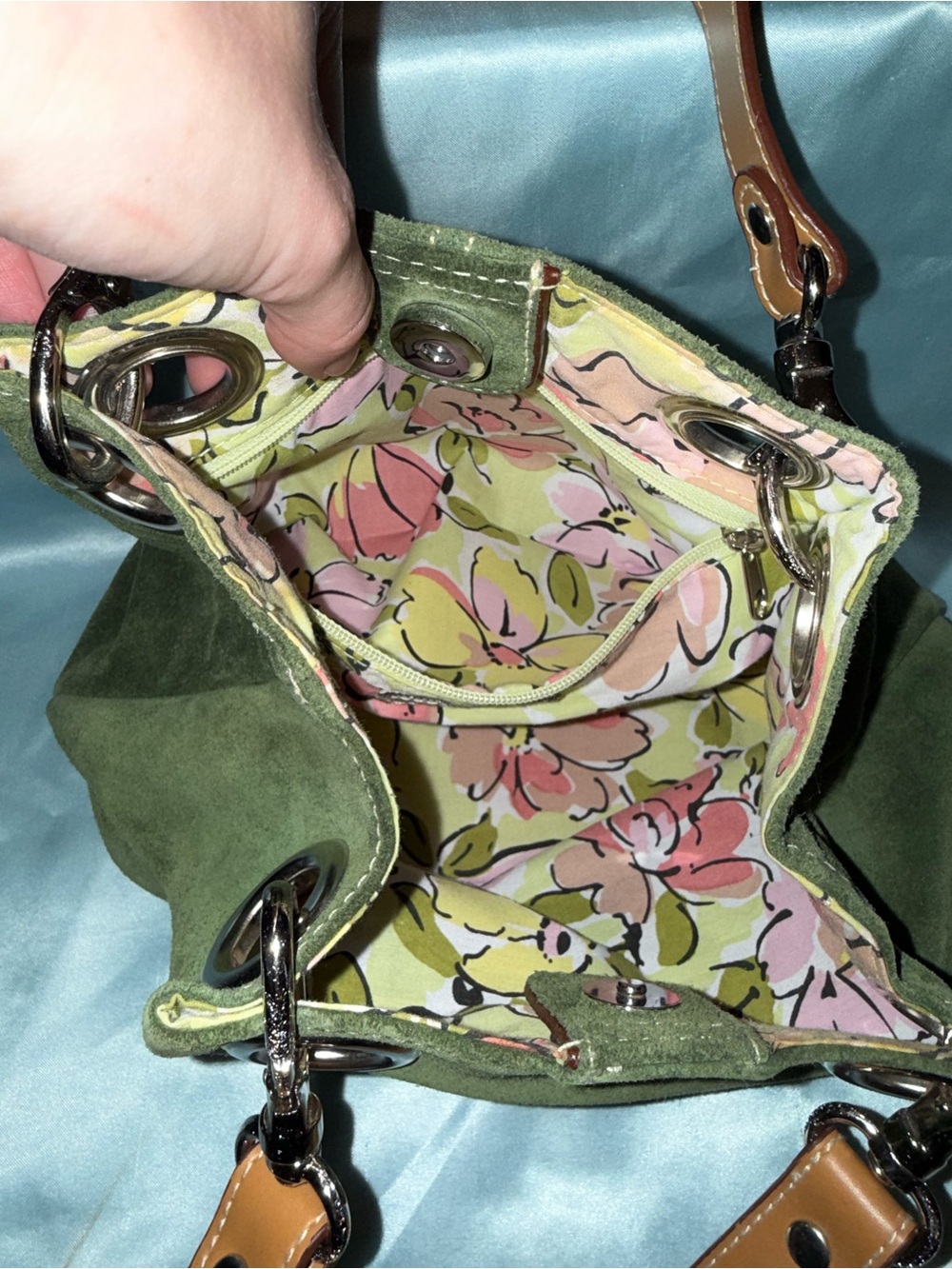Vintage Green Suede Amanda Smith Purse - Picture 9 of 14